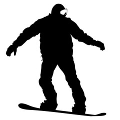 Fototapeta premium Black silhouettes snowboarders on white background. Vector illu