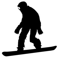 Black silhouettes  snowboarders on white background. Vector illu