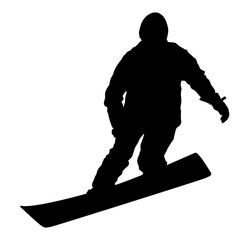 Black silhouettes  snowboarders on white background. Vector illu