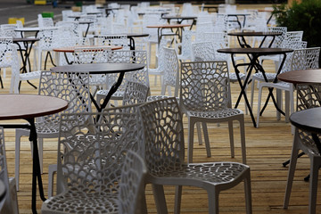 plastic furniture in the cafe
