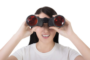 woman using binoculars
