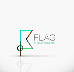 Logo flag, abstract linear geometric business icon