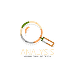 Vector thin line design logo magnifying glass, search and find or zoom logotype concept. Linear minimalistic business icon