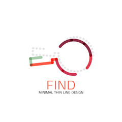 Vector thin line design logo magnifying glass, search and find or zoom logotype concept. Linear minimalistic business icon