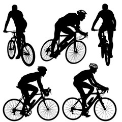 Set silhouette of a cyclist male.  vector illustration.