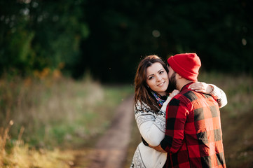 lovers hugging in nature