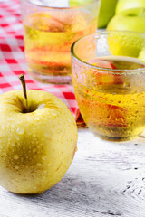 apple and glass of juice