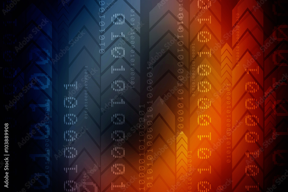Poster 2d illustration abstract digital binary data on computer screen