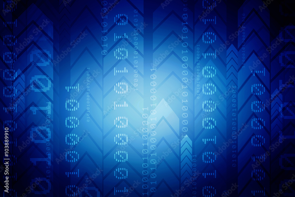 Poster 2d illustration abstract digital binary data on computer screen