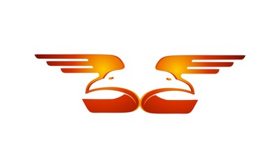 Elements of the concept logo eagles' wings to fly colorful as letters and initials in 3D logo and a logo or a color flat-panel