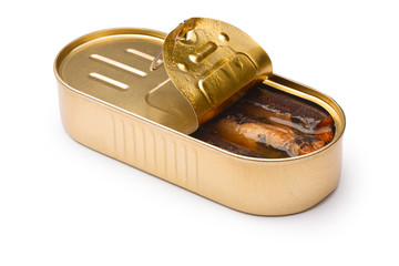 Smoked canned fish in tin