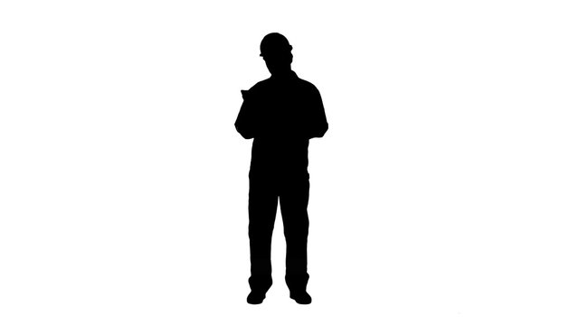 Silhouette Engineer Man Verify and Read Files Documents track matte.