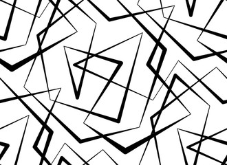 Abstract vector seamless white background of black lines. 