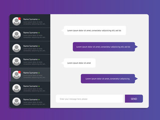 Concept chat messages, web interface, application. Speech bubbles. Sms messages. Flat simple, modern design, layout