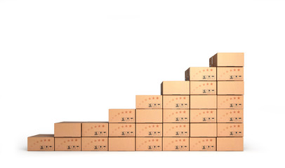 boxes stacked in the form of steps isolated on white background