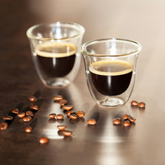 delicious and aromatic Espresso in transparent cups