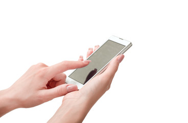 Hand holding big touchscreen smart phone