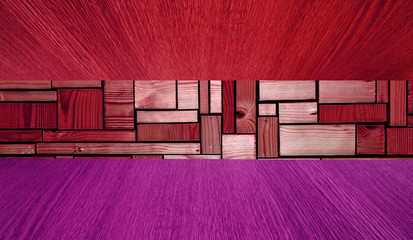Red purple wooden backdrop  background, diminishing perspective.