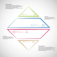 Infographic template with rhombus shape divided to four color parts