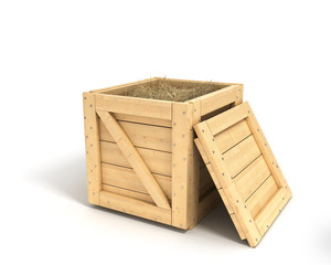 closed wooden box isolated with clipping path