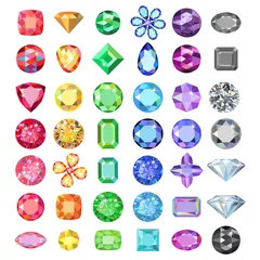 Foto op Plexiglas Popular low poly colored gems cuts set gradation by color of the © Anna Rassadnikova