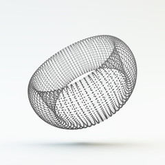 Torus. Molecular lattice. Connection structure. 3d Vector Illustration.
