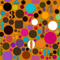 Seamless Pattern with Numbers and Circles