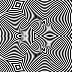 Black and White Abstract Striped Background. Optical Art. 3d Vector Illustration.
