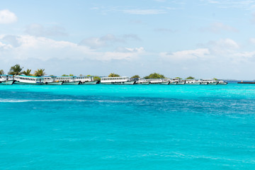 Beautiful beach and motor boat