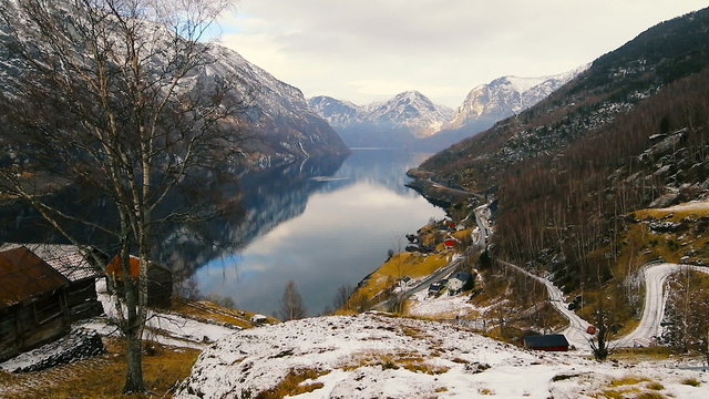 View from Otternes toward Aurland in Norway.
