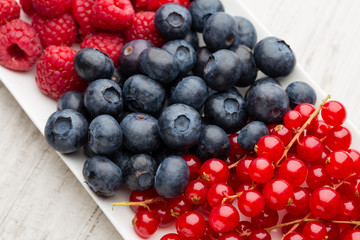Fresh blueberries and red currant.