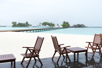 Maldives. Villa piles on water