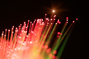 bunch of optical fibres dinamic flying from deep on technology b