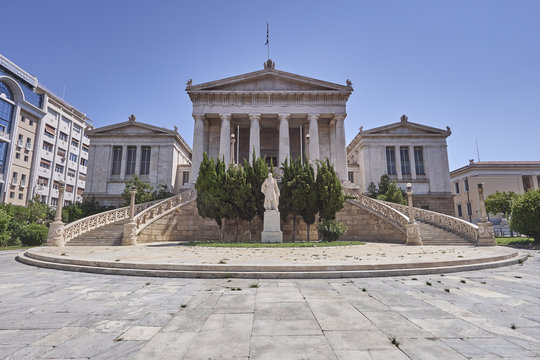 Athens Greece, facade of the national library