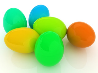 Colored Eggs on a white background