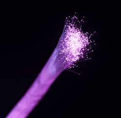 optical fibres dinamic flying from deep on technology background