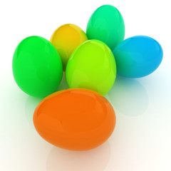 Colored Eggs on a white background