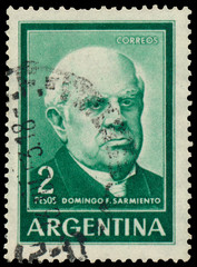 Stamp printed by Argentina shows Domingo F. Sarmiento