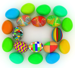 Colored Eggs on a white background