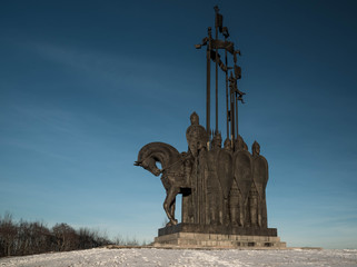 Pskov  view of the monument to Alexander Nevsky - obrazy, fototapety, plakaty