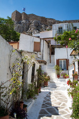 Plaka district in Athens, Greece