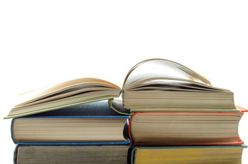 Many books on white background