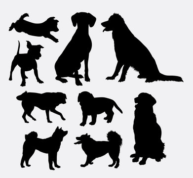 Dog pet animal silhouette 07. Good use for symbol, logo, web icon, mascot, sign, sticker design, or any design you wany. Easy to use.

