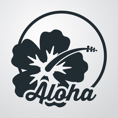 Icono plano Aloha en hibisco en fondo degradado © teracreonte