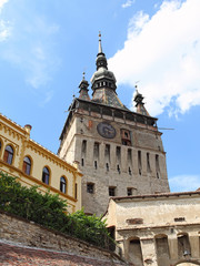 clock tower of the city from the medieval period,Romania