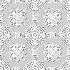 Vector damask seamless 3D paper art pattern background 246 Cross Spiral Kaleidoscope
