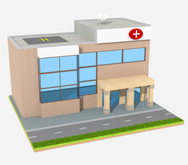 3D illustration: modern hospital building