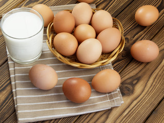 Eggs and a glass of milk