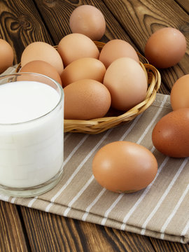 Eggs and a glass of milk