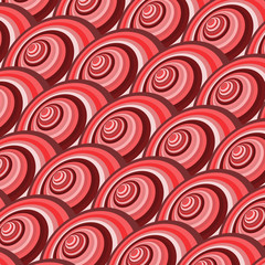 Vector optical spinning top pattern with multiply repeating circles in shades of red